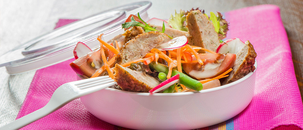 Salade lunch de boulettes de volaille Aubel®